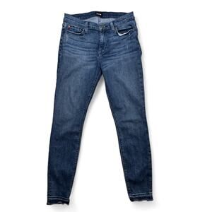 Hudson Natalie Super Skinny Mid Rise Ankle Raw Hem Jeans Medium Wash Womens 28